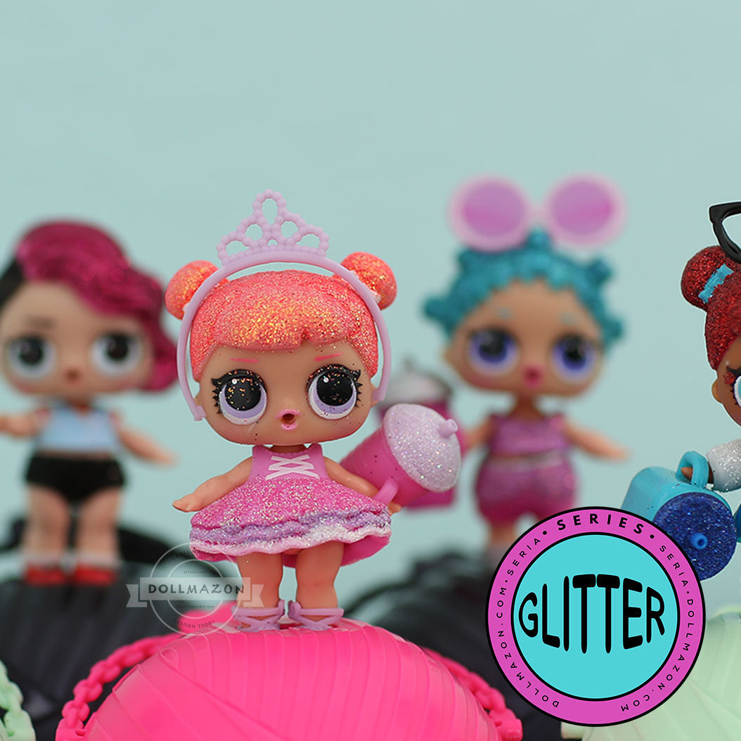 L.O.L. Surprise! The Glitter Series is the first of L.O.L.'s "special finish" mini-series. Many of the LOL dolls from Series 1 have been updated with new hair, clothing, and accessories.