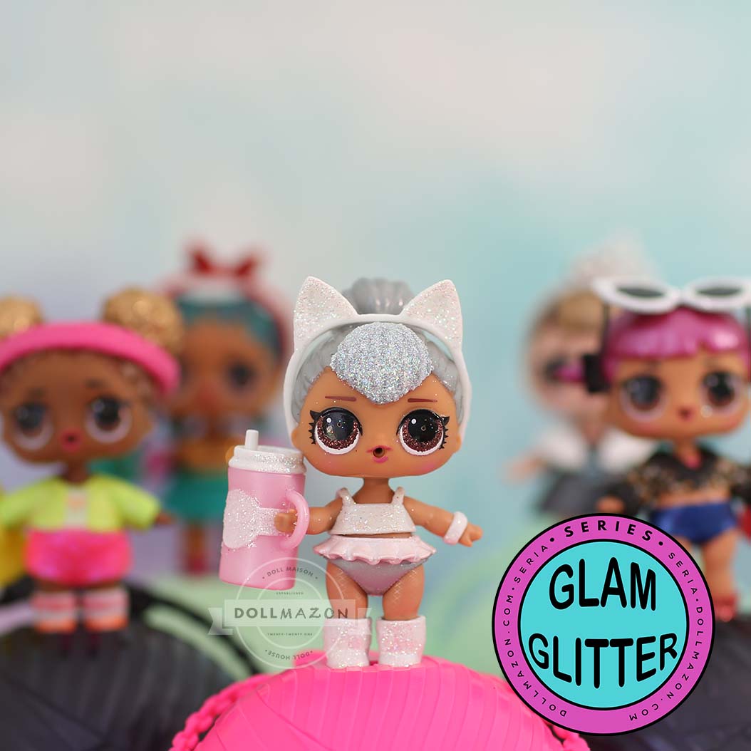 Glam Glitter is the third line in L.O.L. Surprise! "special finish" mini-series. There are 12 more LOL Dolls from Series 2 in this set. This time, though, they have metallic embellishments and glitter accents or details.